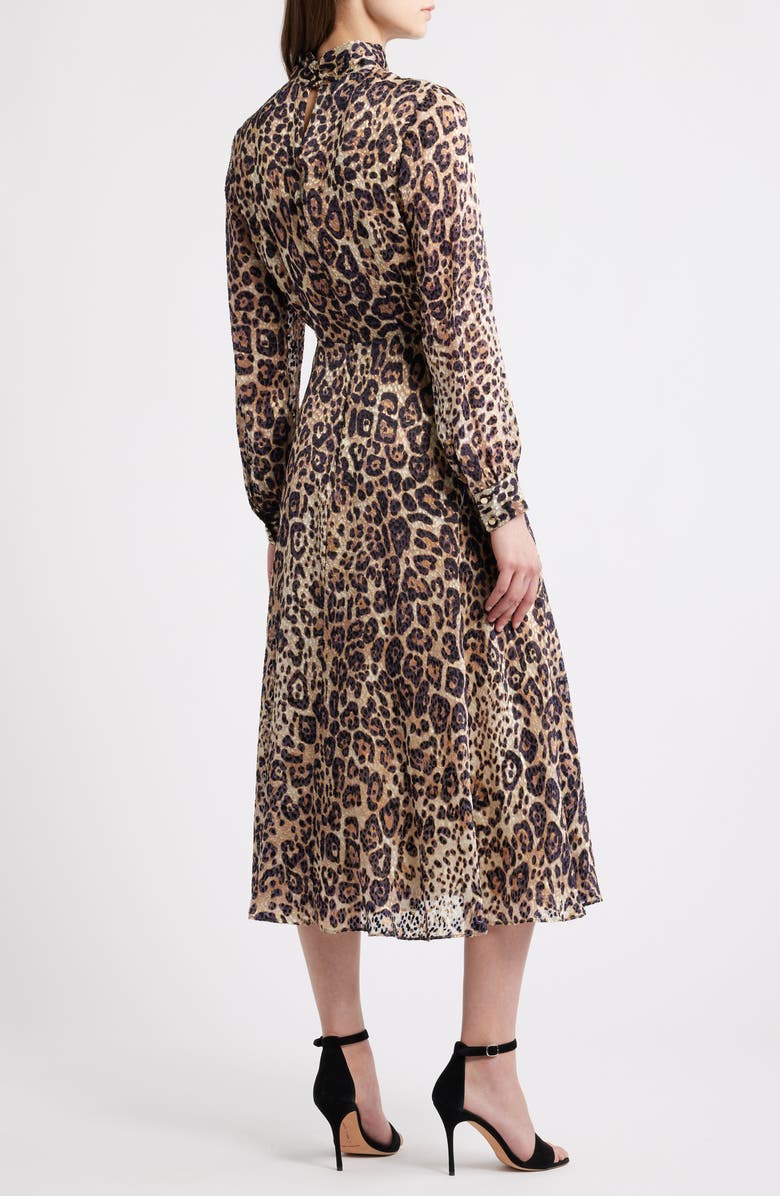 Elie Tahari The Nomi Leopard Print Long Sleeve Dress, Alternate, color, Imperial Leopard Brown