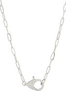 Adornia 14k Gold Plated Cubic Zirconia Oversized Lobster Clasp Paperclip Necklace
