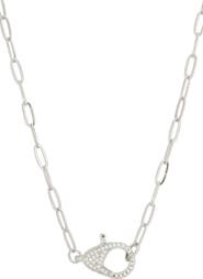 Adornia 14k Gold Plated Cubic Zirconia Oversized Lobster Clasp Paperclip Necklace