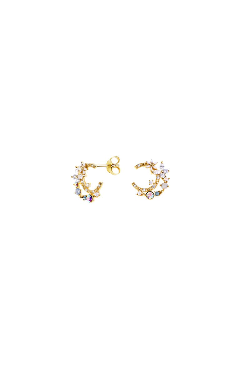 Moon II Earrings, Main, color, Silver Gold Plated