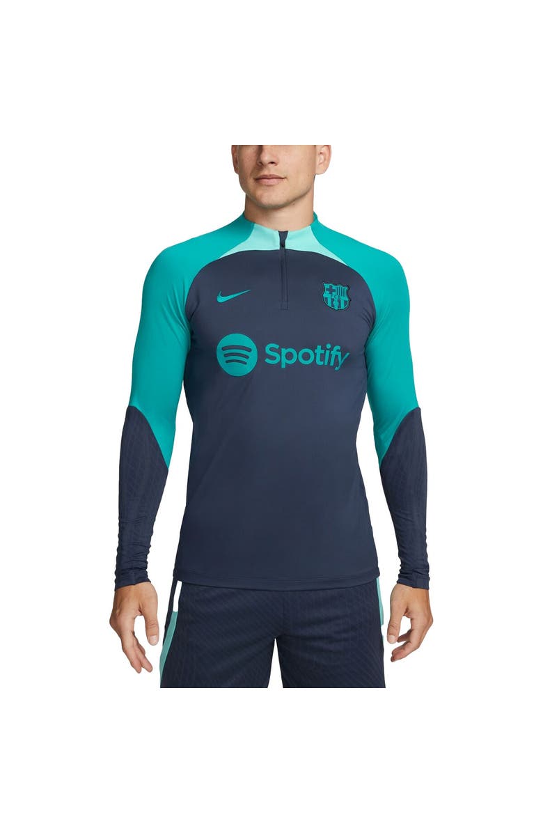 Nike Men's Nike Navy Barcelona Strike Drill 2023/24 Performance Quarter-Zip Long Sleeve Top, Alternate, color, 