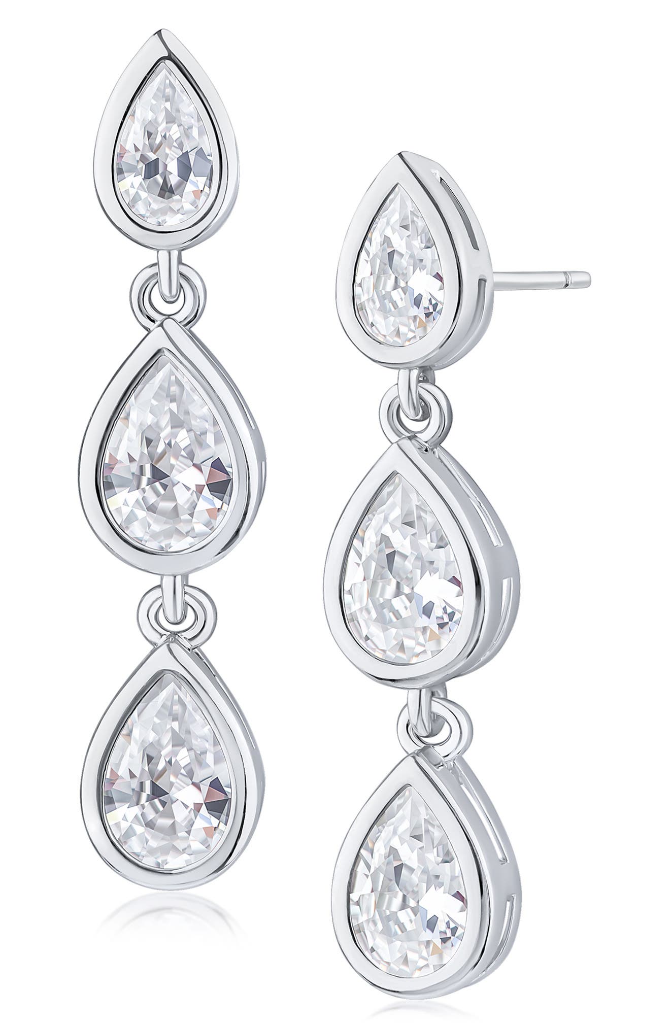 CZ by Kenneth Jay Lane Pear Cubic Zirconia Linear Drop Earrings