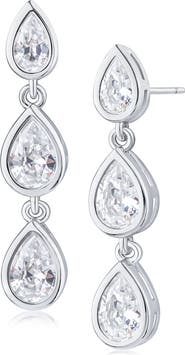 CZ by Kenneth Jay Lane Pear Cubic Zirconia Linear Drop Earrings