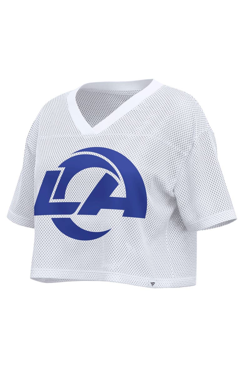 Women's Fanatics White Los Angeles Rams Oversized Mesh Cropped V-Neck Jersey, Alternate, color, White