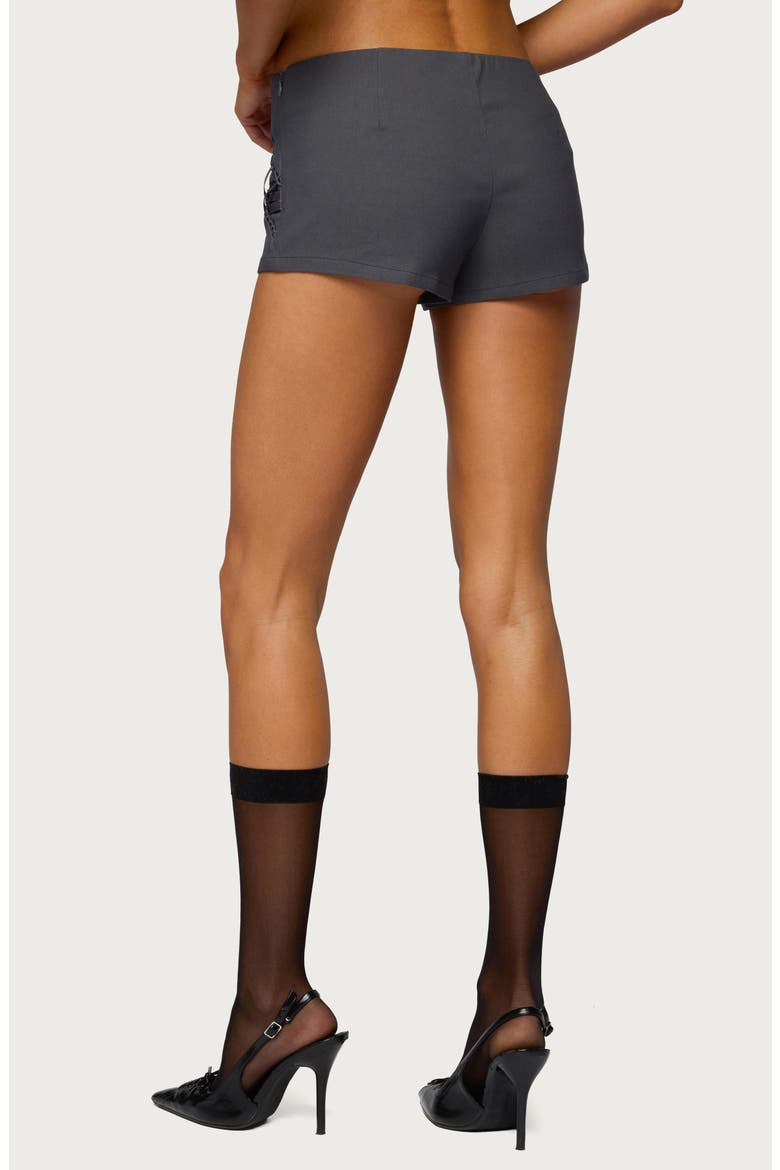 Lirah Lace Up Micro Shorts, Alternate, color, DARK-GRAY