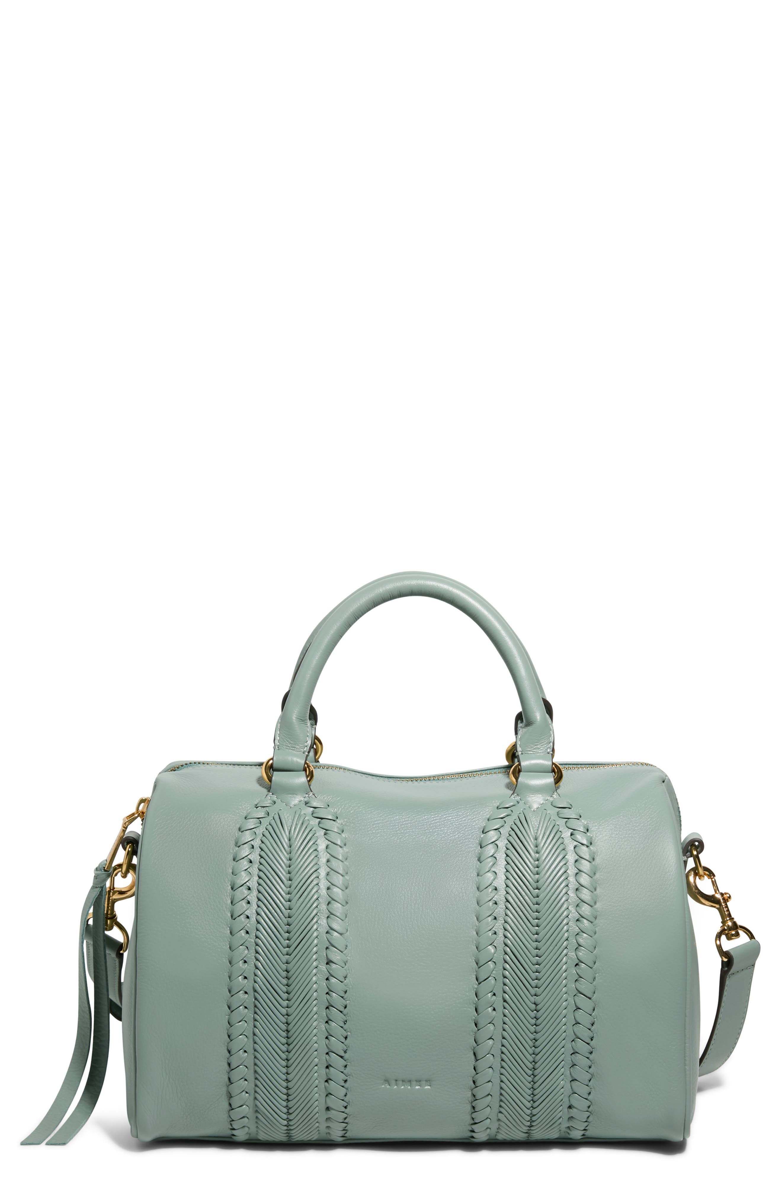 AIMEE All For Love Leather Satchel, Main, color, Healers Green