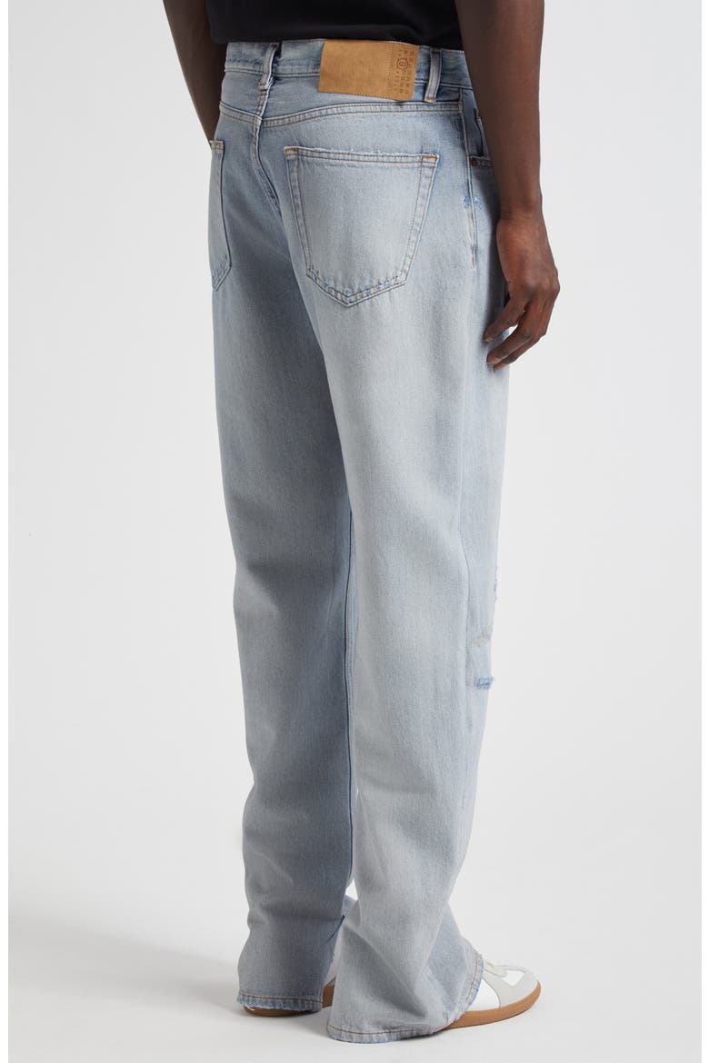 Distressed Straight Leg Jeans, Alternate, color, LIGHT BLUE