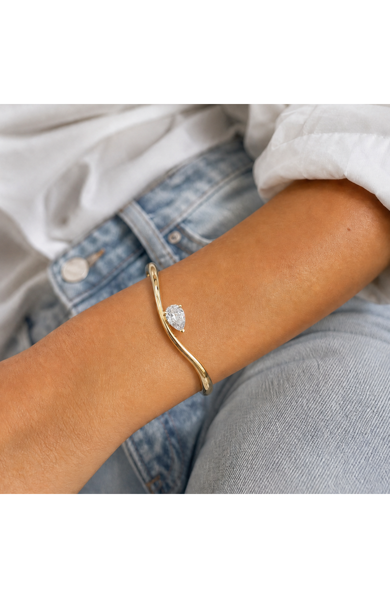 BY ADINA EDEN CZ Pear Swirled Open Bangle, Alternate, color, Gold