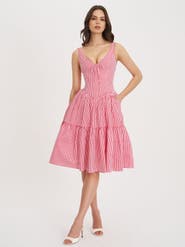Miss Circle Oceana Stripe Drop Waist Midi Dress