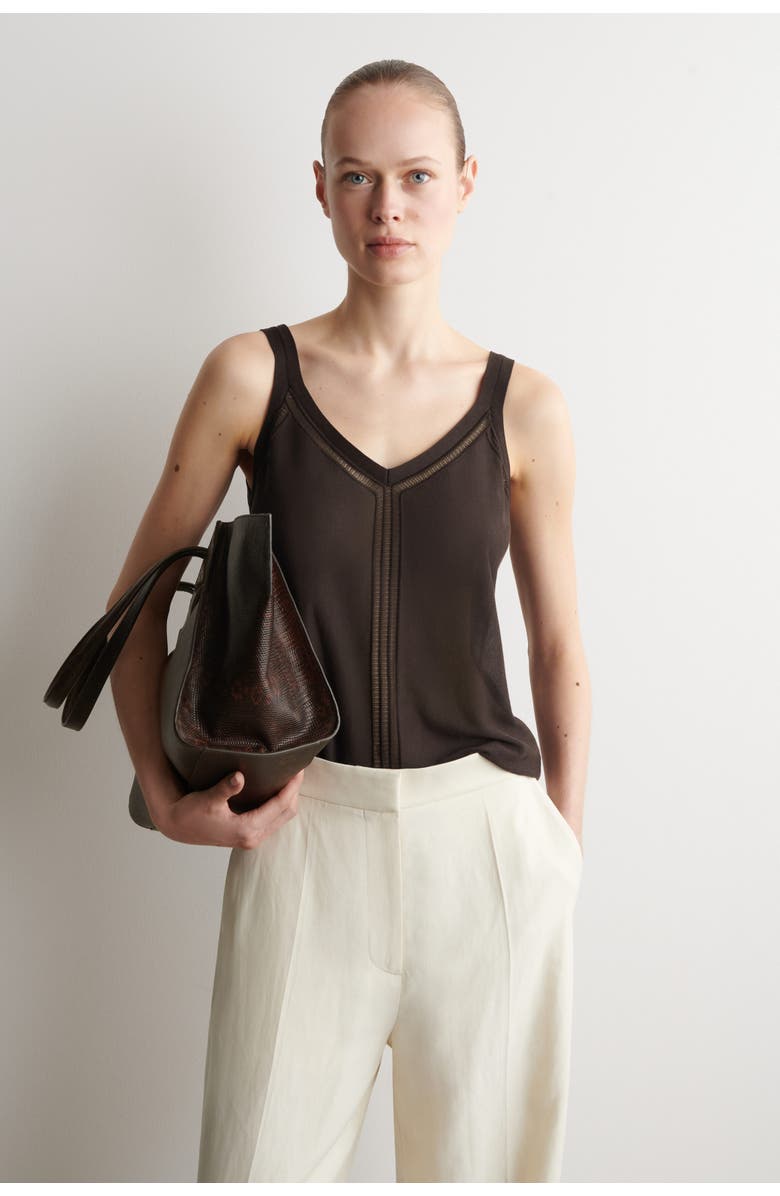 COS Open-knit Detail Tank Top, Main, color, Brown