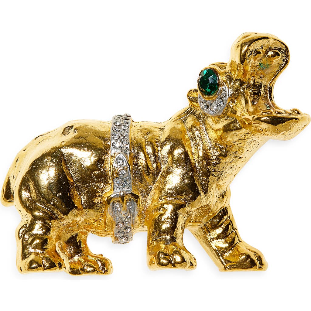 Kenneth Jay Lane Hippo Pin In Gold