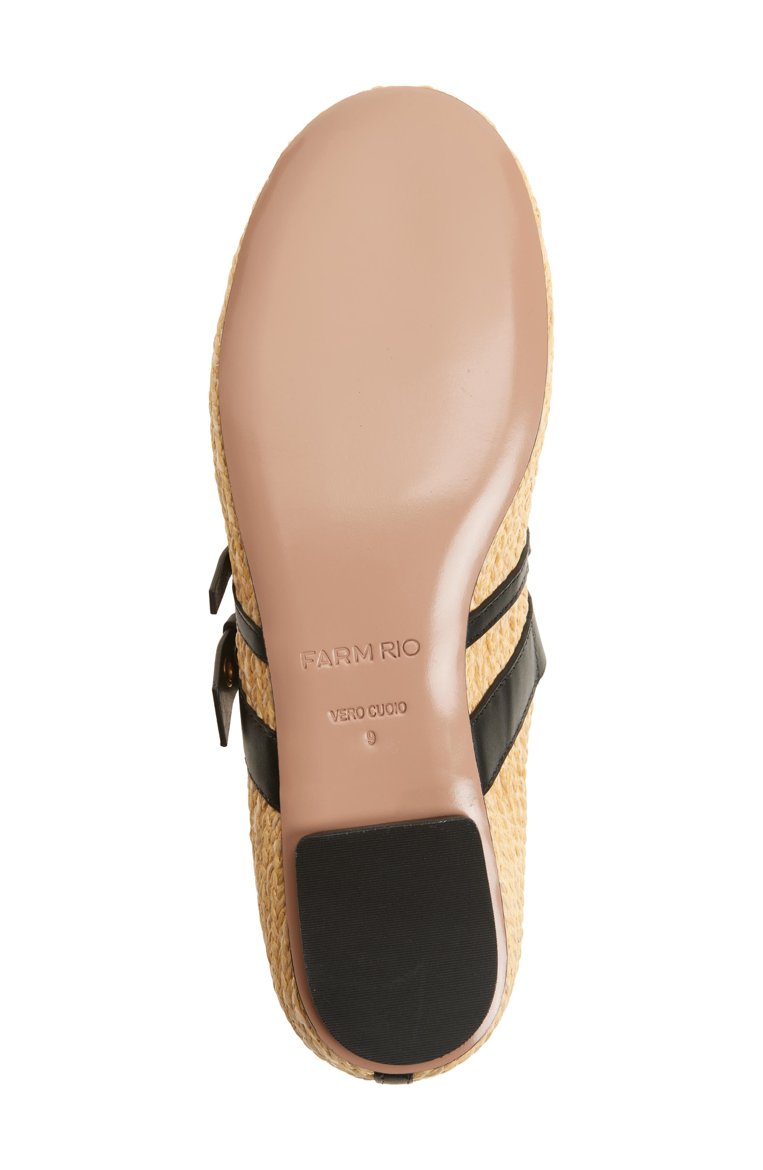 FARM Rio Raffia Ballet Flat, Alternate, color, Black And Natural