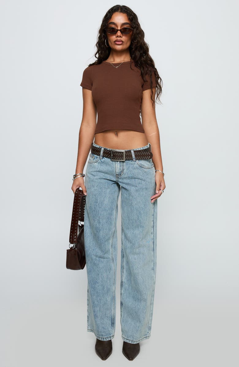 Princess Polly Ellanor Slouchy Low Rise Wide Leg Jeans, Alternate, color, Blue