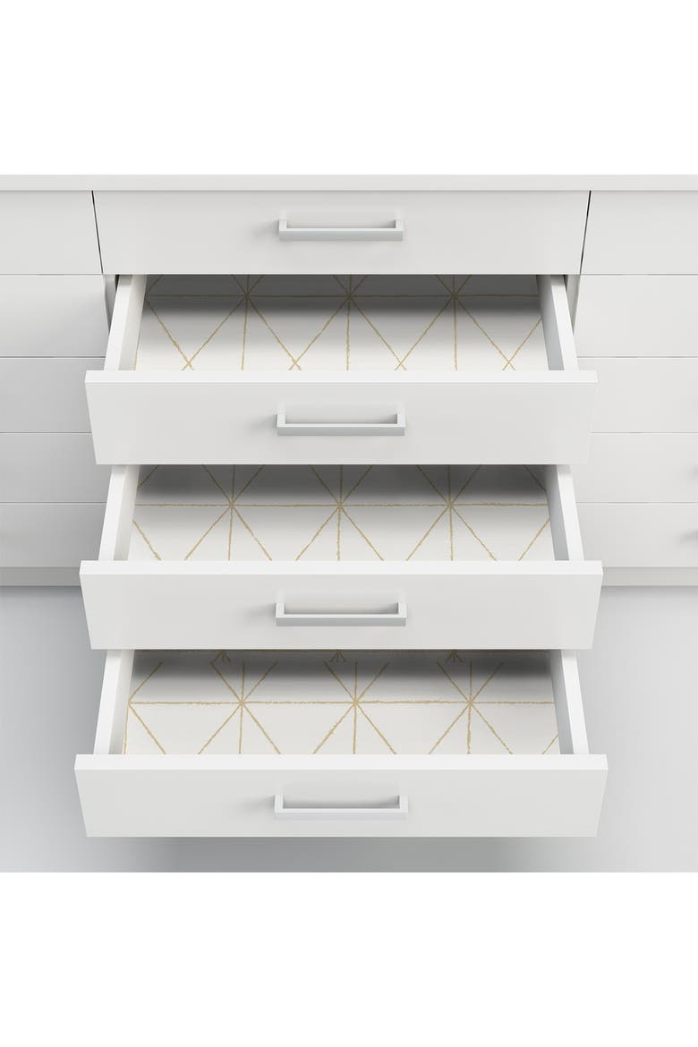 White & Gold Get In Line Peel & Stick Wallpaper, Alternate, color, WHITE