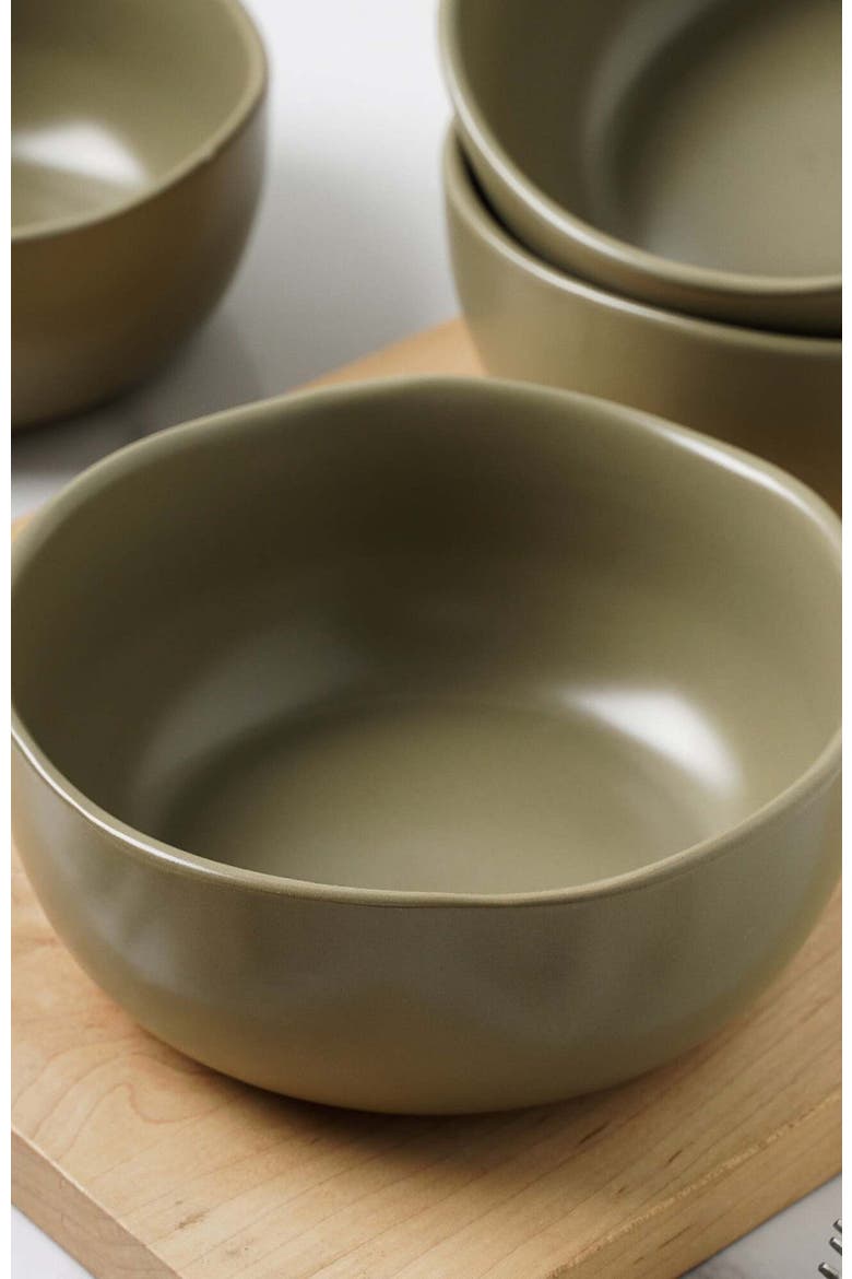 Tom Stoneware 4-Piece Bowl Set, Alternate, color, Olive