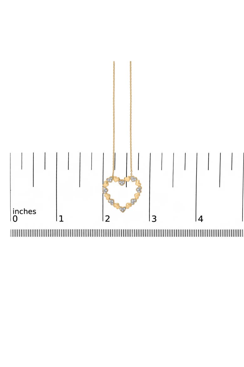 Gold Vermeil Diamond Accent Puffed Heart Pendant Necklace, Alternate, color, Silver