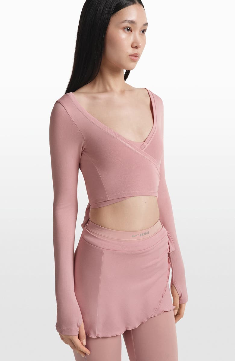 NikeSKIMS Stretch Knit Wrap Skirt, Alternate, color, Himalayan