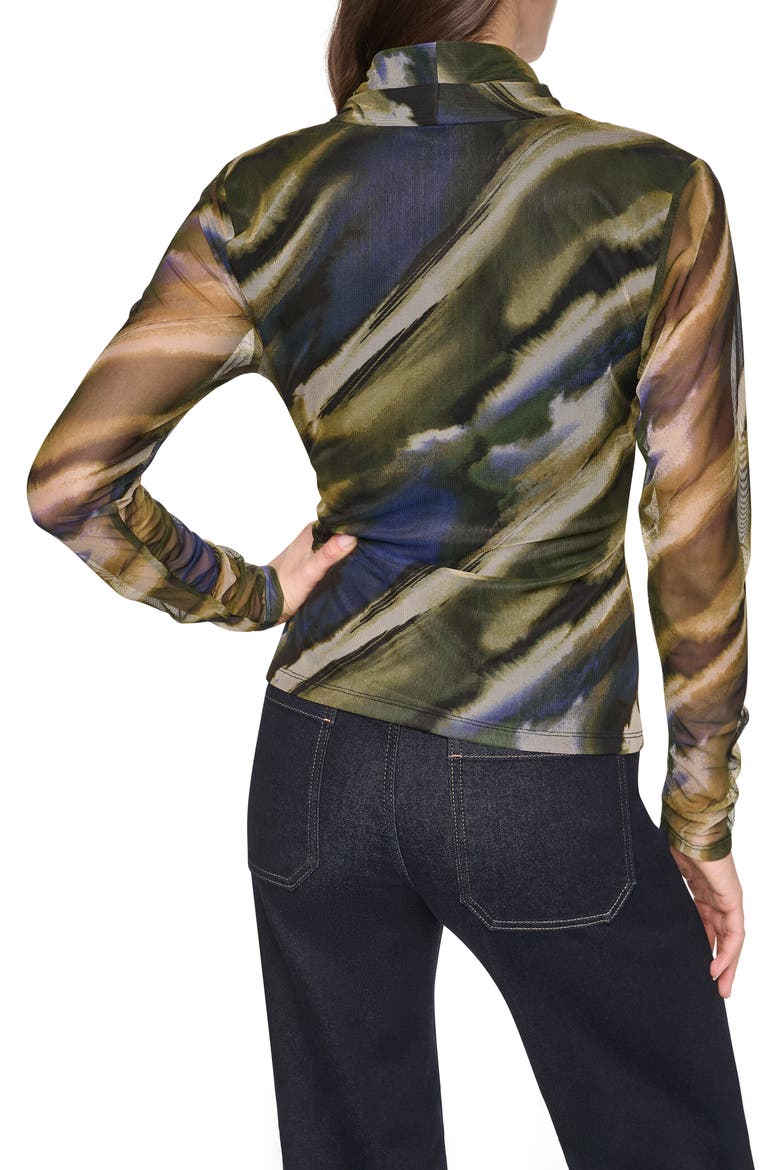 Zebra Print Long Sleeve Mesh Shirt, Alternate, color, BRUSHED