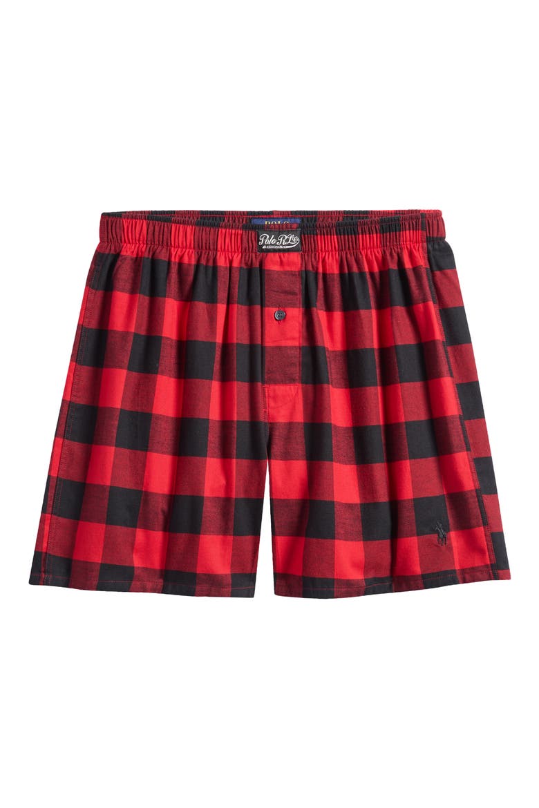 Yarn-Dyed Cotton Boxers, Alternate, color, RED POLO BLACK BUFFALO