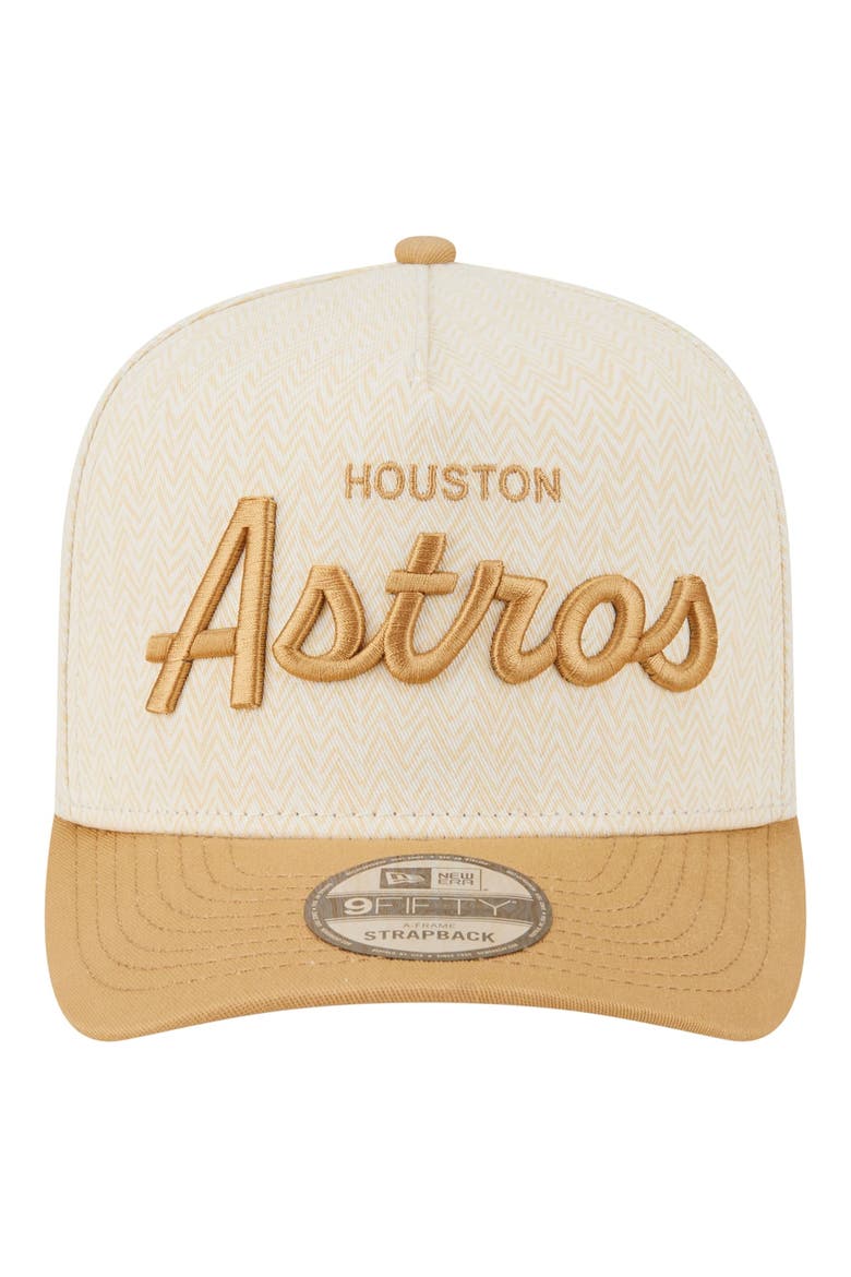 Men's New Era  Cream Houston Astros Herringbone 9FIFTY A-Frame Snapback Hat, Alternate, color, Cream