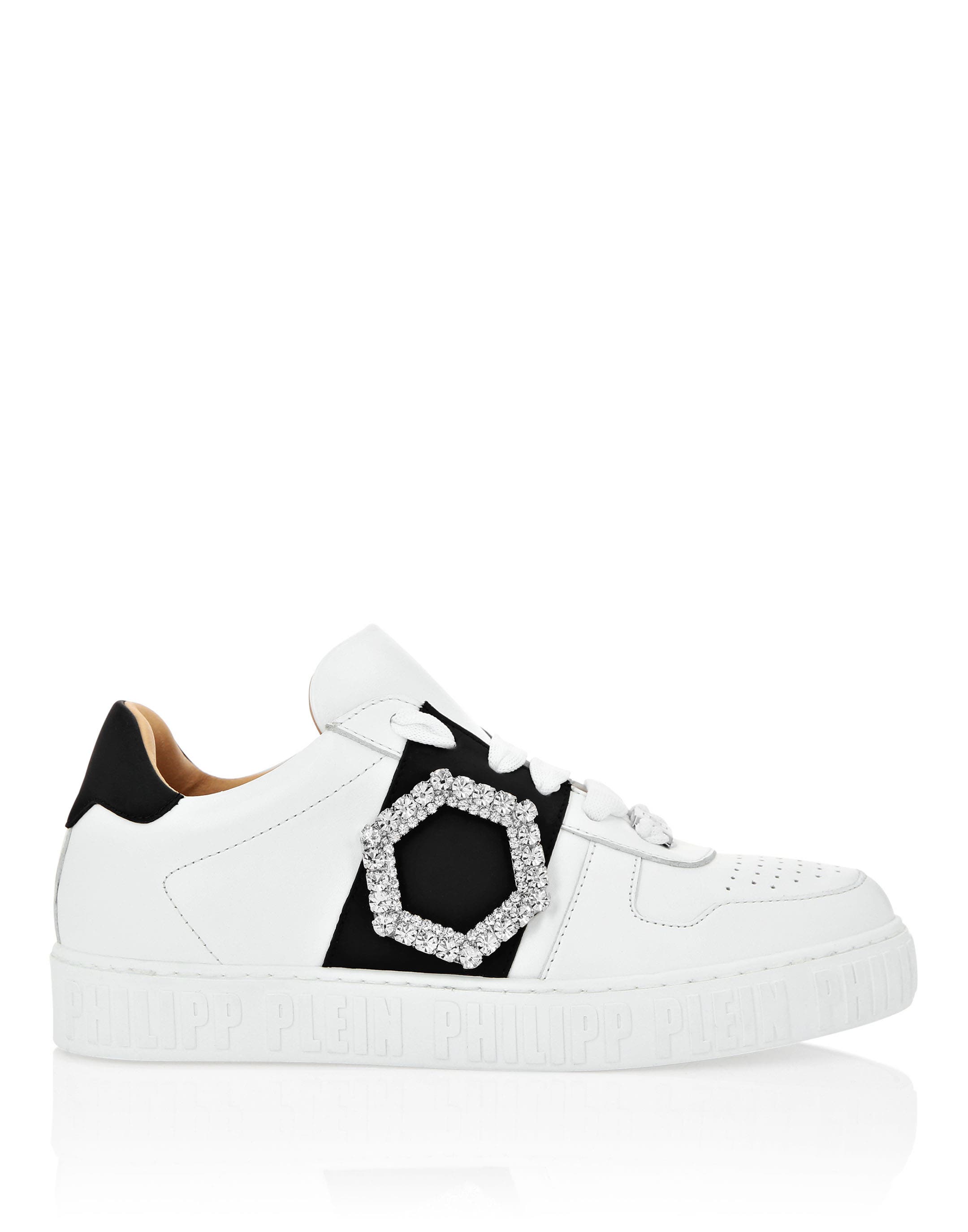 Leather Lo-Top Sneakers Women, Alternate, color, white/black