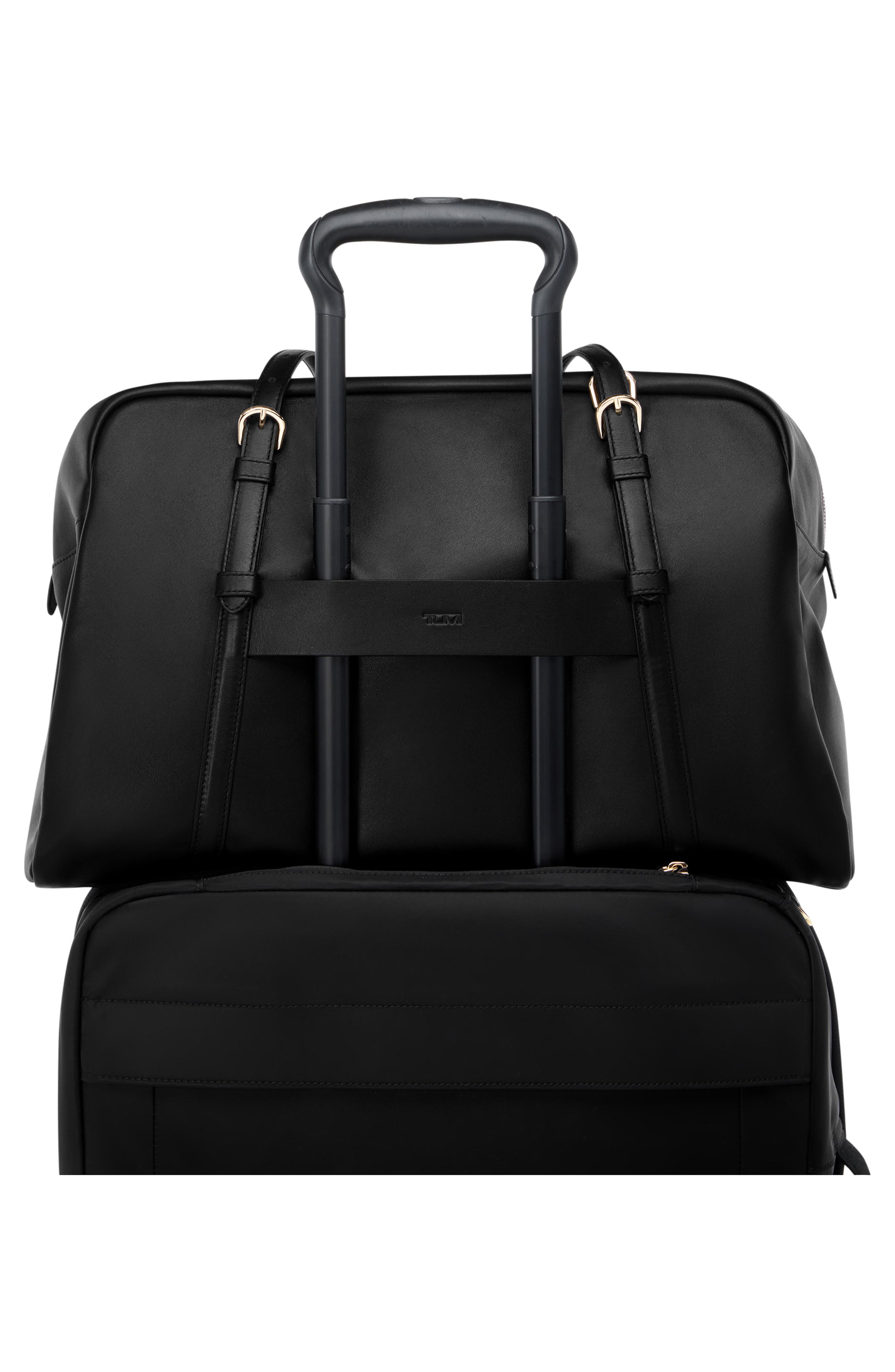 Voyageur Oaklynn Leather Duffle Bag, Alternate, color, BLACK/ LIGHT GOLD