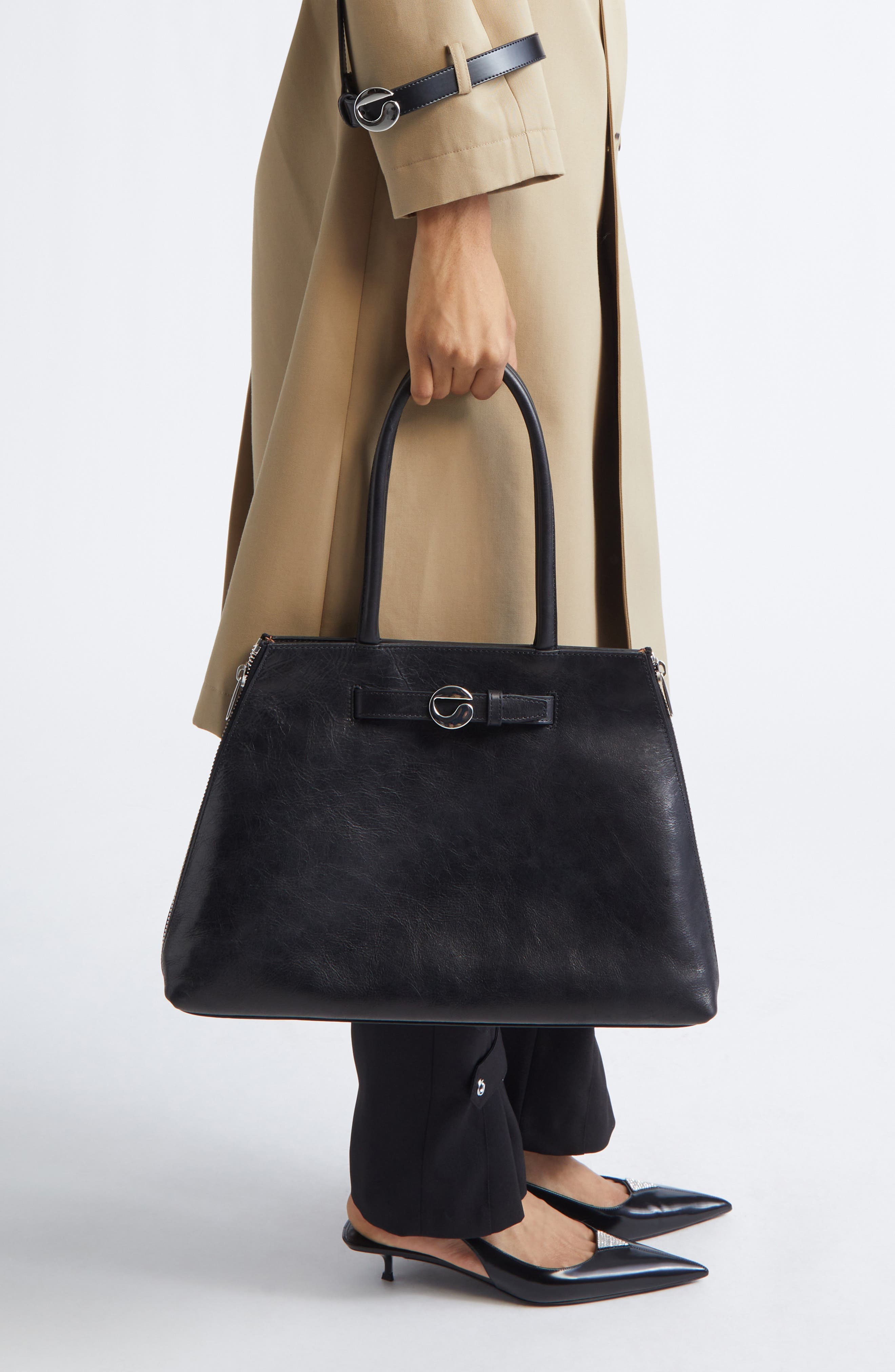 Coperni Data Leather Tote, Alternate, color, Blk Black