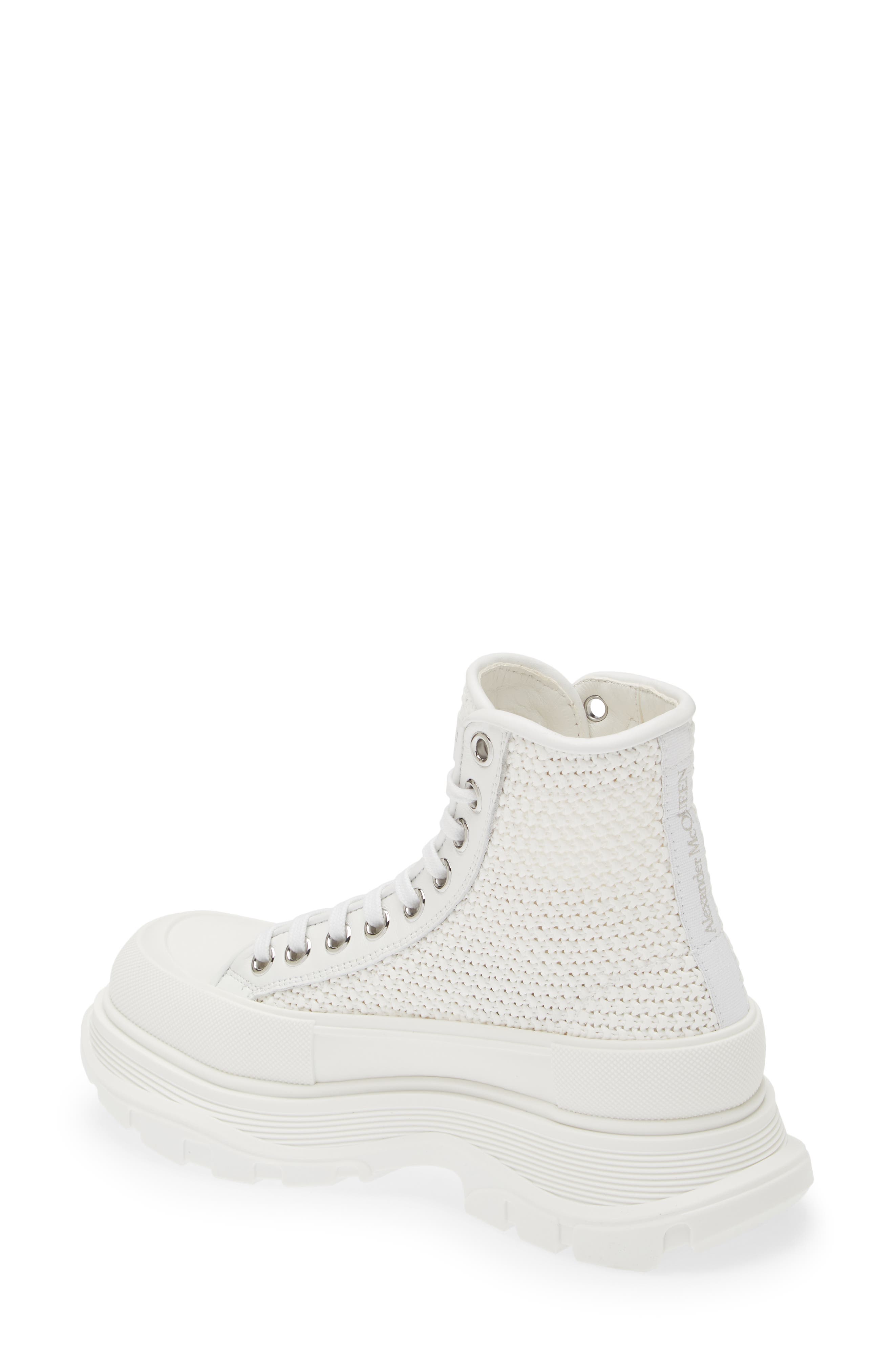 McQueen Tread Slick Woven Raffia High Top Sneaker, Alternate, color, 