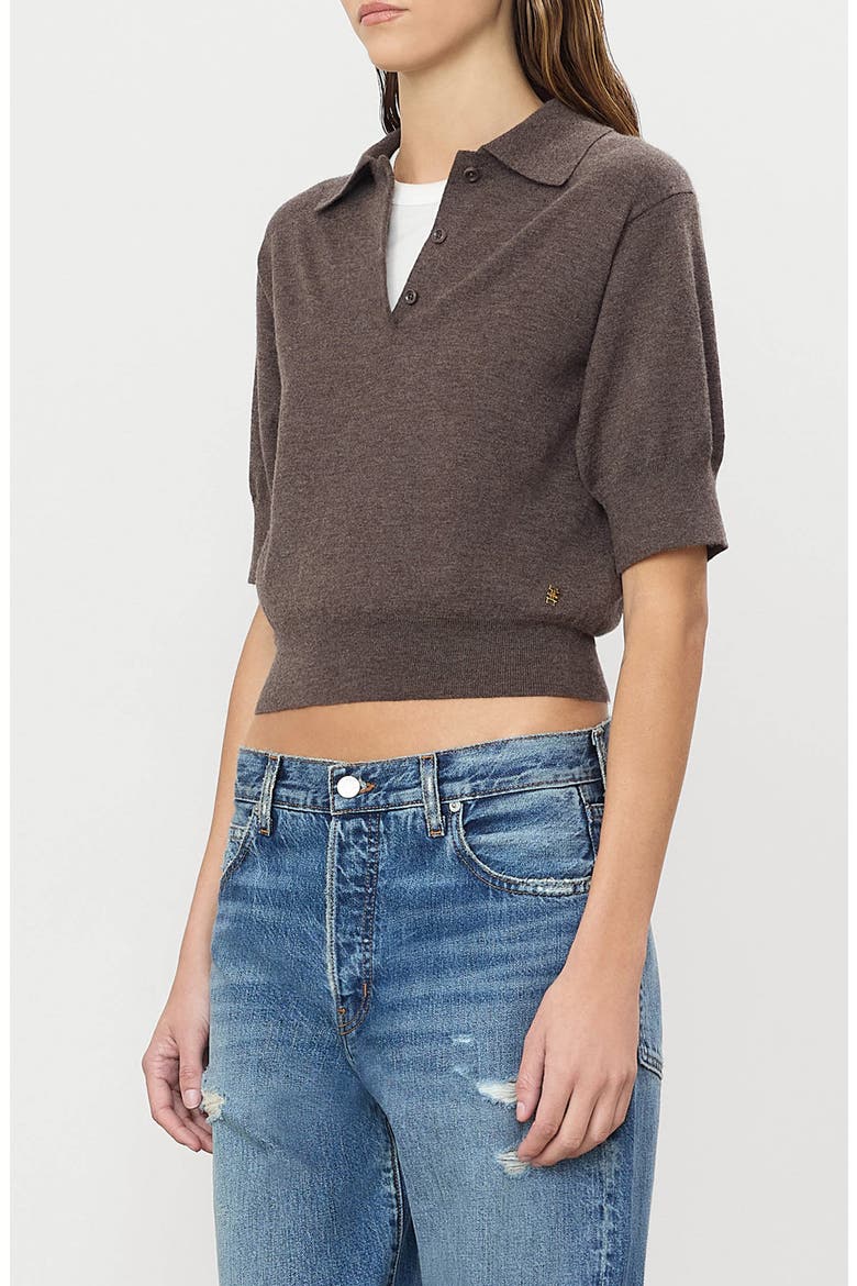 Journ Cashmere Blend Polo Sweater, Alternate, color, MUSHROOM