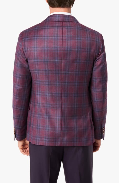 Zanella Treviso Red & Blue Plaid Wool Sport Coat In Pink