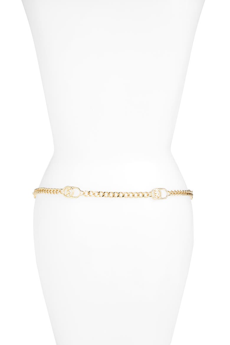 Hamilton Logo Lock Chain Belt, Alternate, color, GOLD