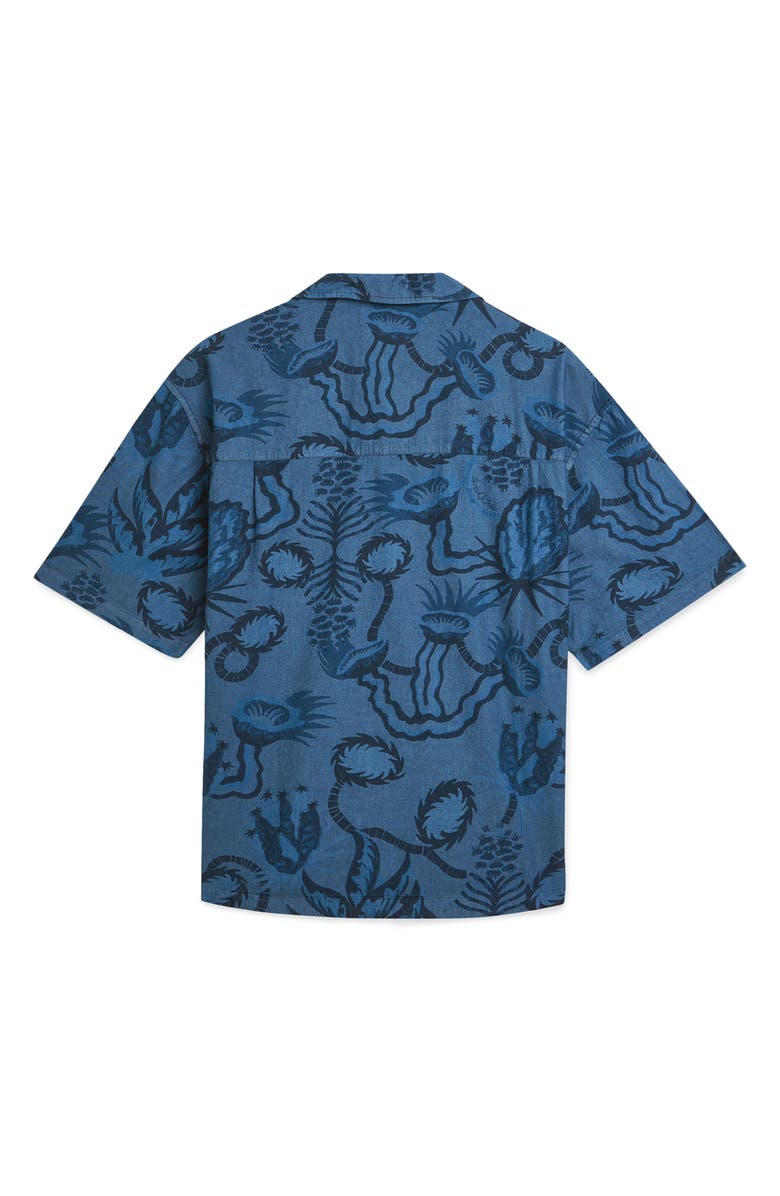 Scotch & Soda Floral Cotton Chambray Camp Shirt, Alternate, color, Desert Floral Indigo