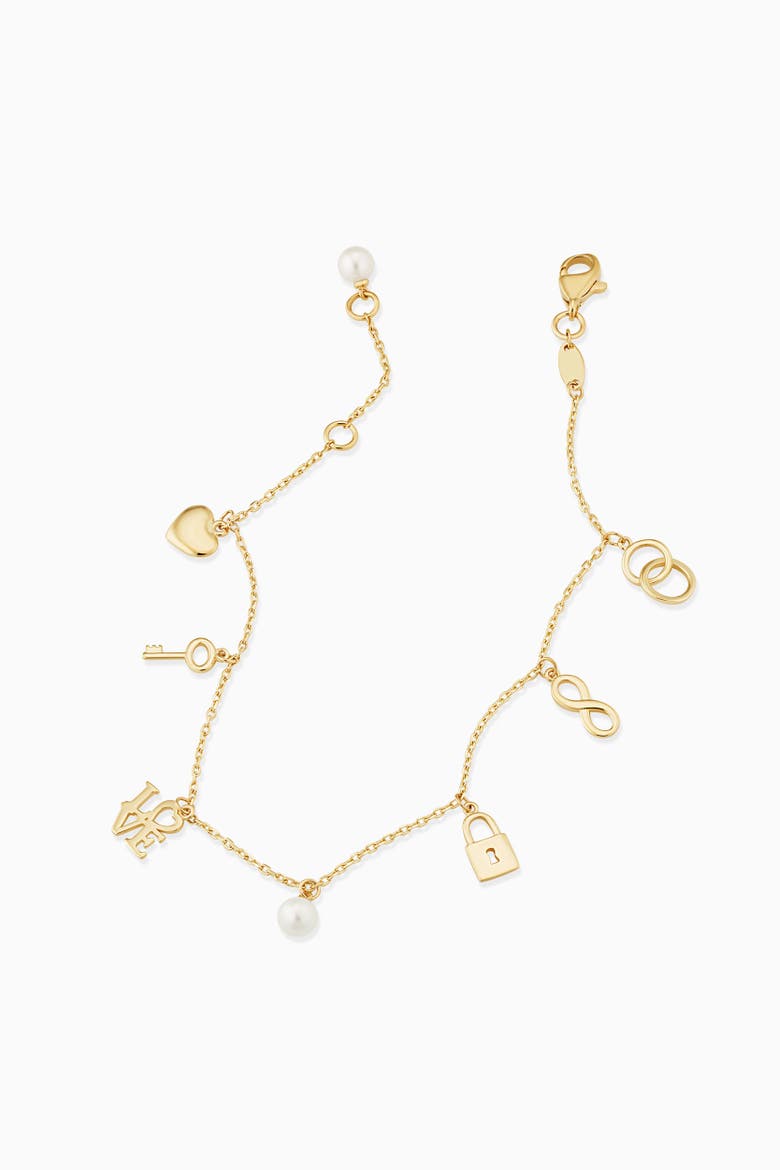 14K Yellow Gold Forever Yours Charm Bracelet, Alternate, color, 14K Yellow Gold
