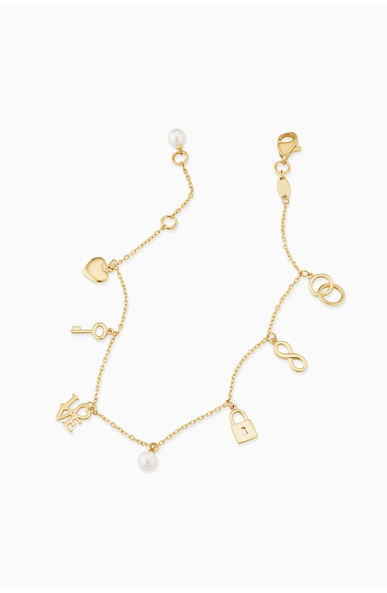 Oradina 14K Yellow Gold Forever Yours Charm Bracelet, Alternate, color, 14K Yellow Gold