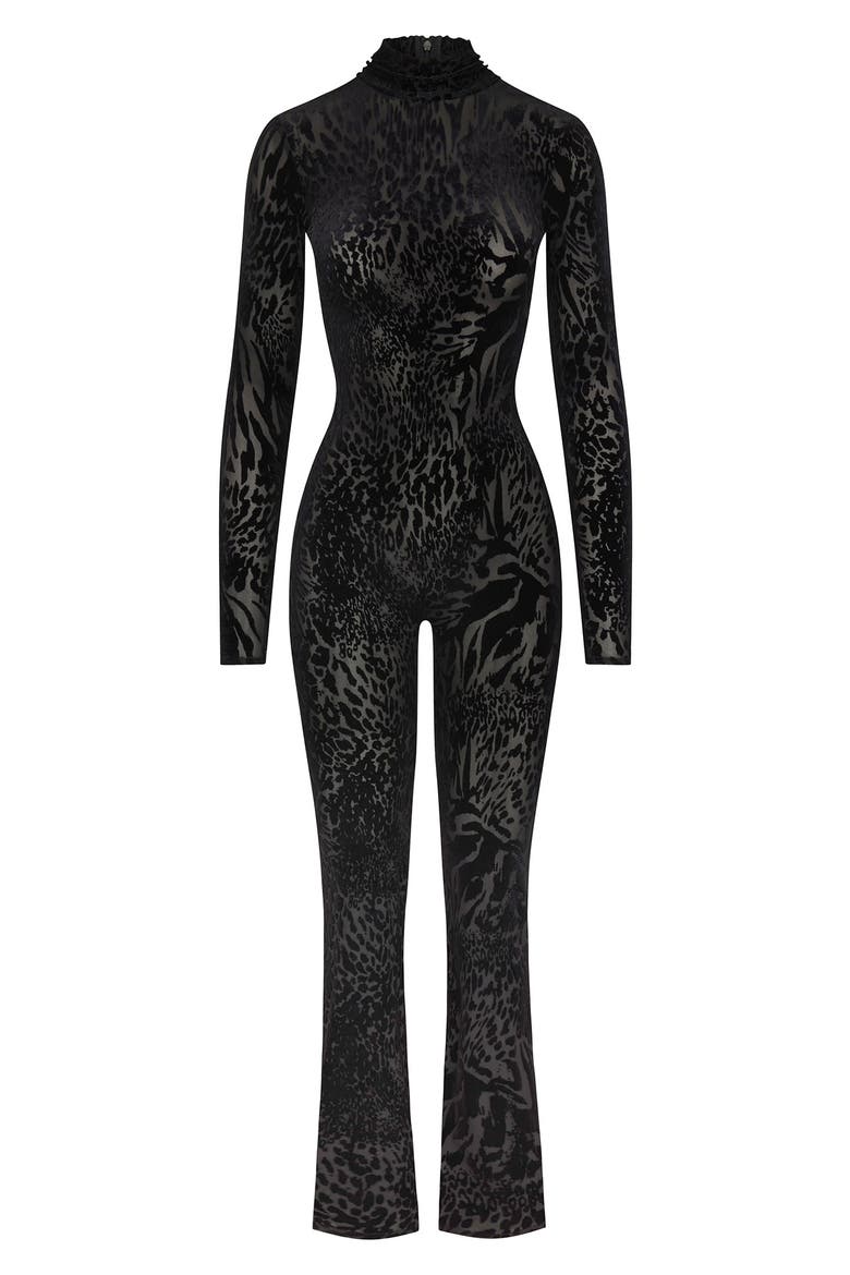 Burnout Long Sleeve Jumpsuit, Alternate, color, BLACK