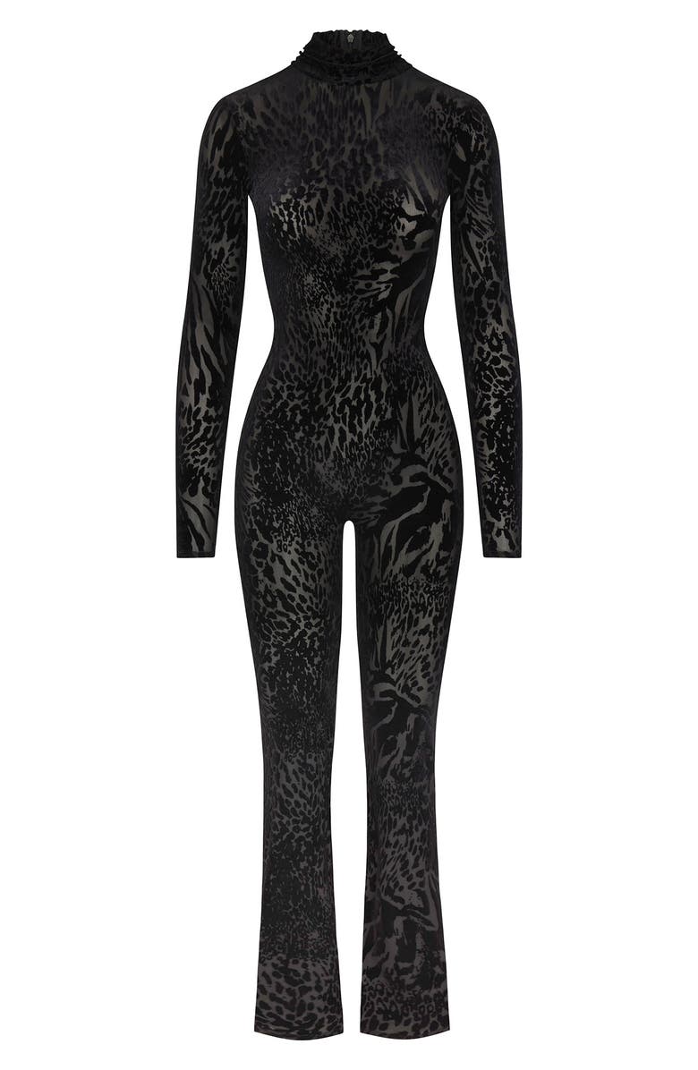 Naked Wardrobe Burnout Long Sleeve Jumpsuit, Alternate, color,