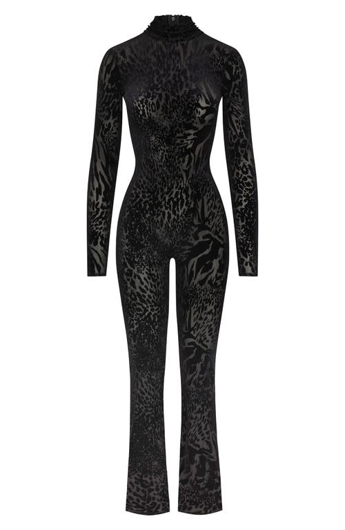 Naked Wardrobe Burnout Long Sleeve Jumpsuit In Black
