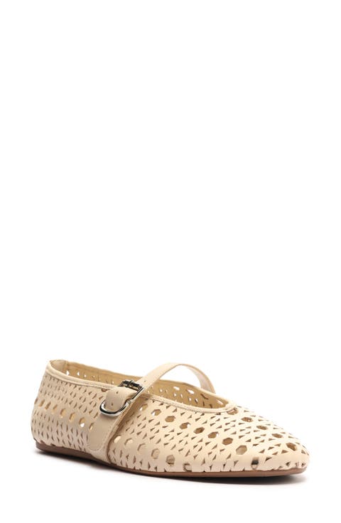 Amber Perforated Mary Jane Flat (Women)