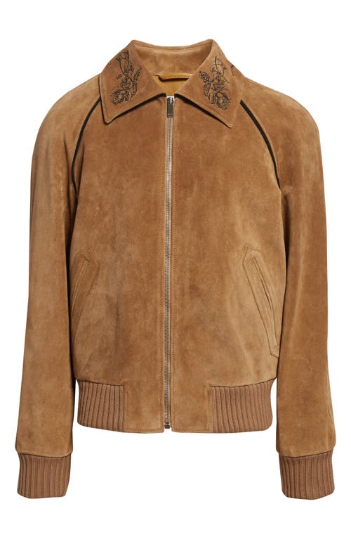 Alexander Mcqueen Mcqueen Crop Suede Bomber Jacket In Multi