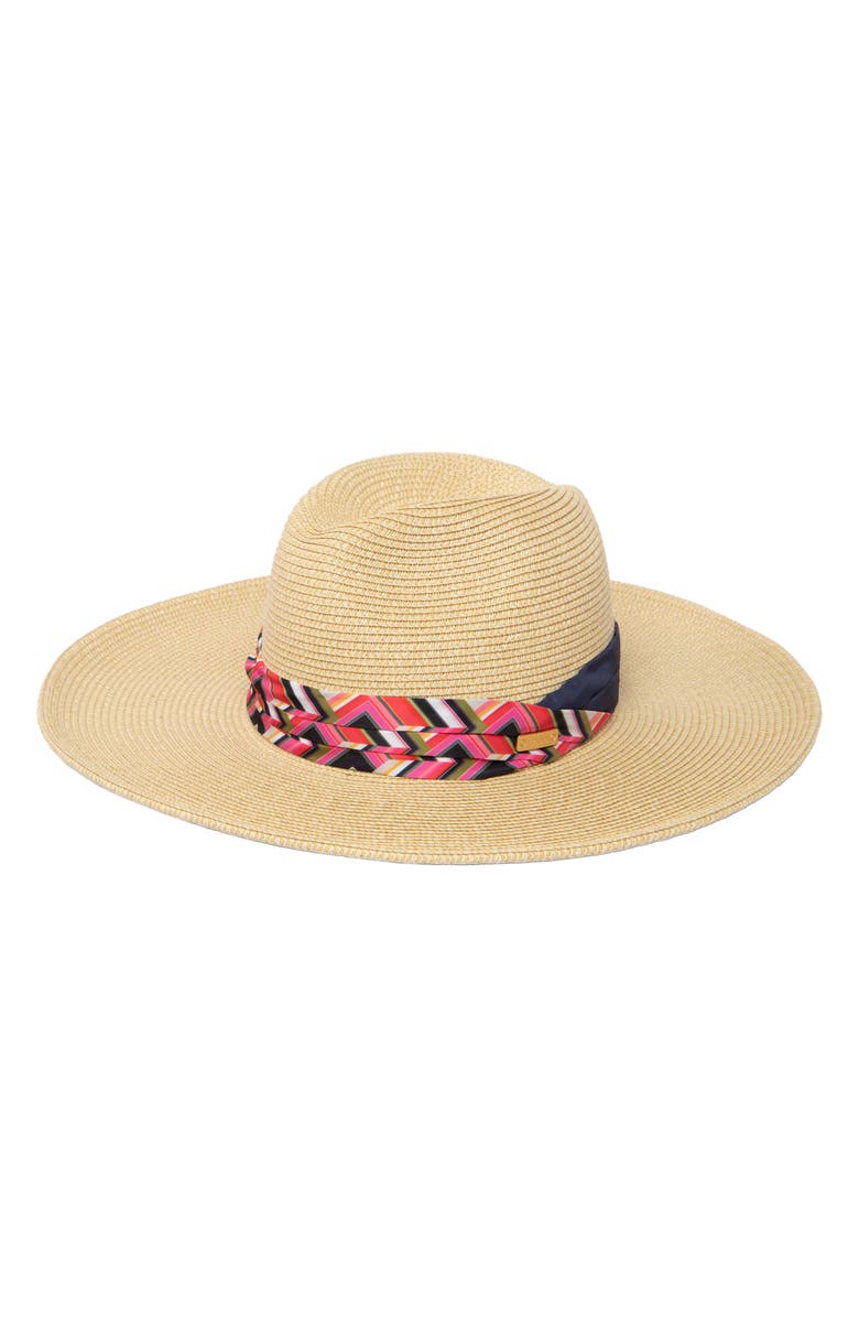Trina Turk Azura Straw Fedora Hat, Main, color, Natural