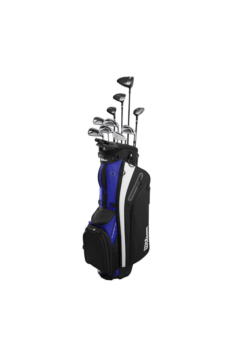 WILSON Player Fit Mens Right Hand Steel Complete Stand Golf Set - Standard / Stiff, Main, color, Black/Blue/White