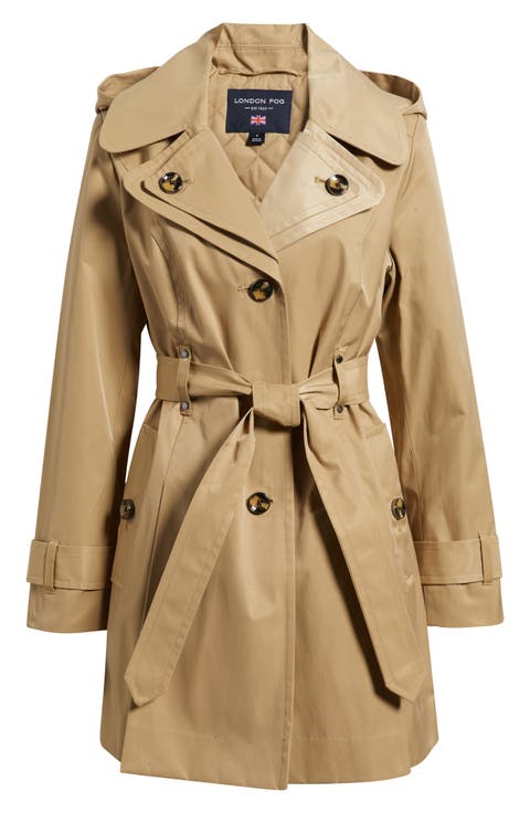 Double Breasted Hooded Trench Coat