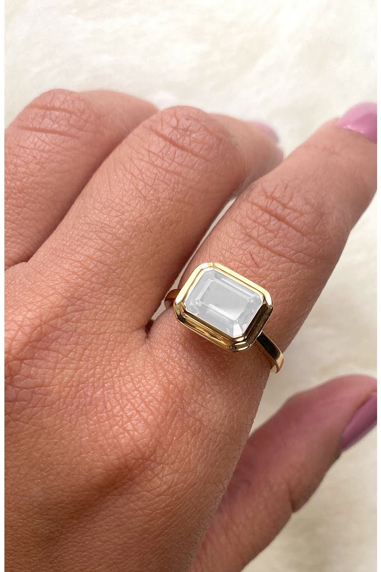 Manhattan Emerald Cut Ring, Alternate, color, MOON QUARTZ