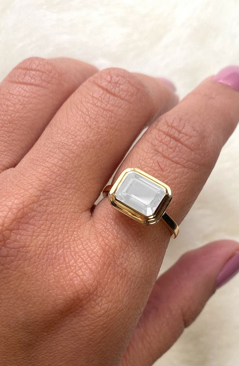 GOSHWARA Manhattan Emerald Cut Ring, Alternate, color, Moon Quartz