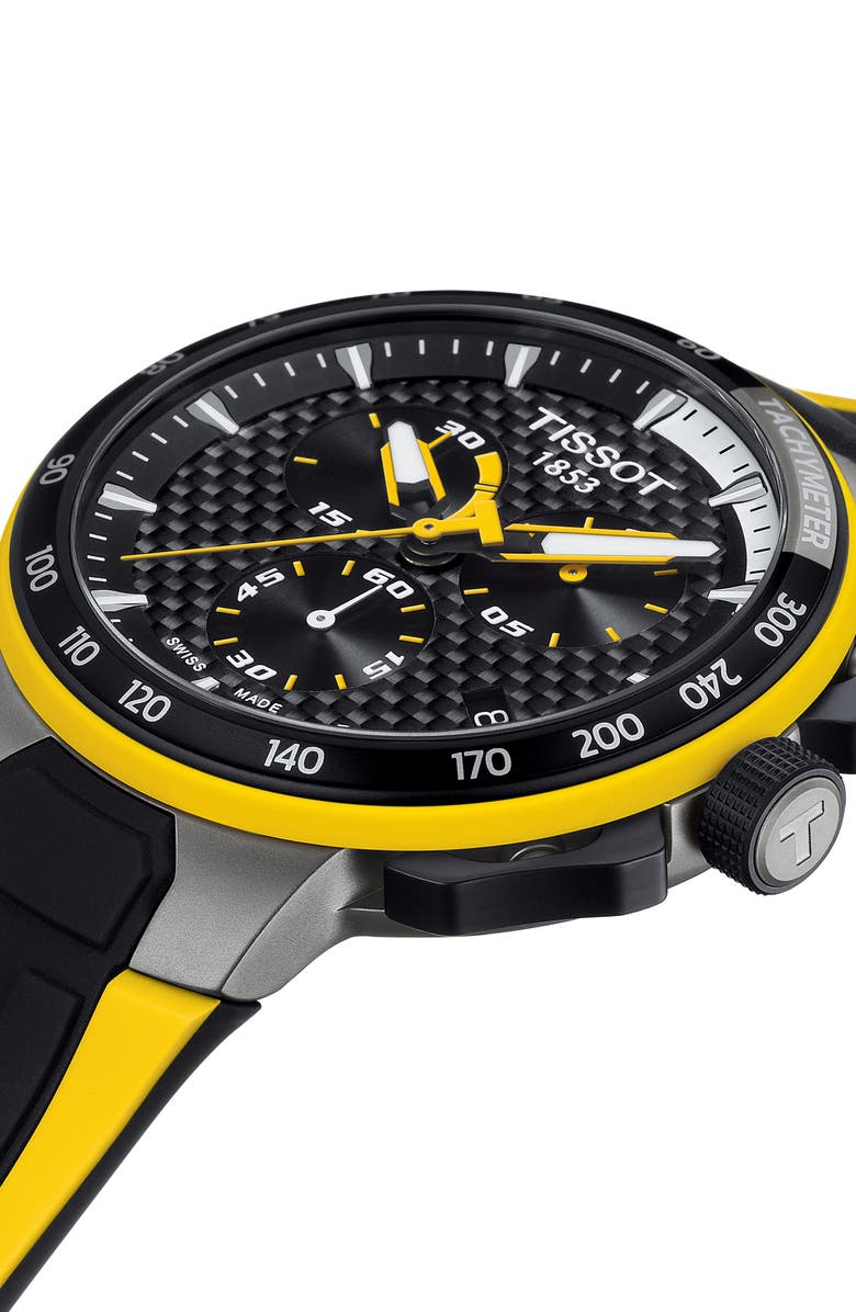 Tissot T-Race Cycling Tour de France 2020 Chronograph Silicone Strap Watch, 44mm, Alternate, color, 