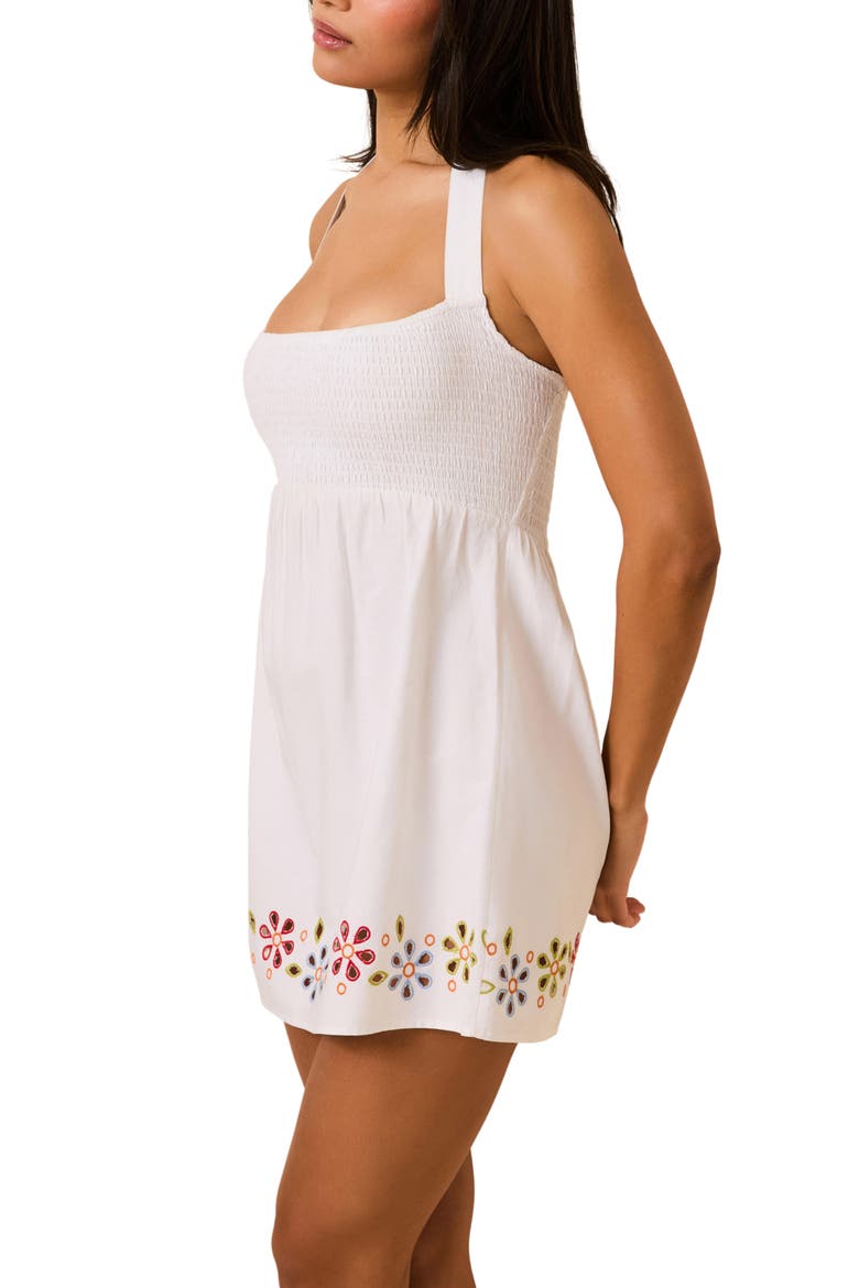 The Pandora Smocked Cotton Halter Minidress, Alternate, color, OPTIC WHITE