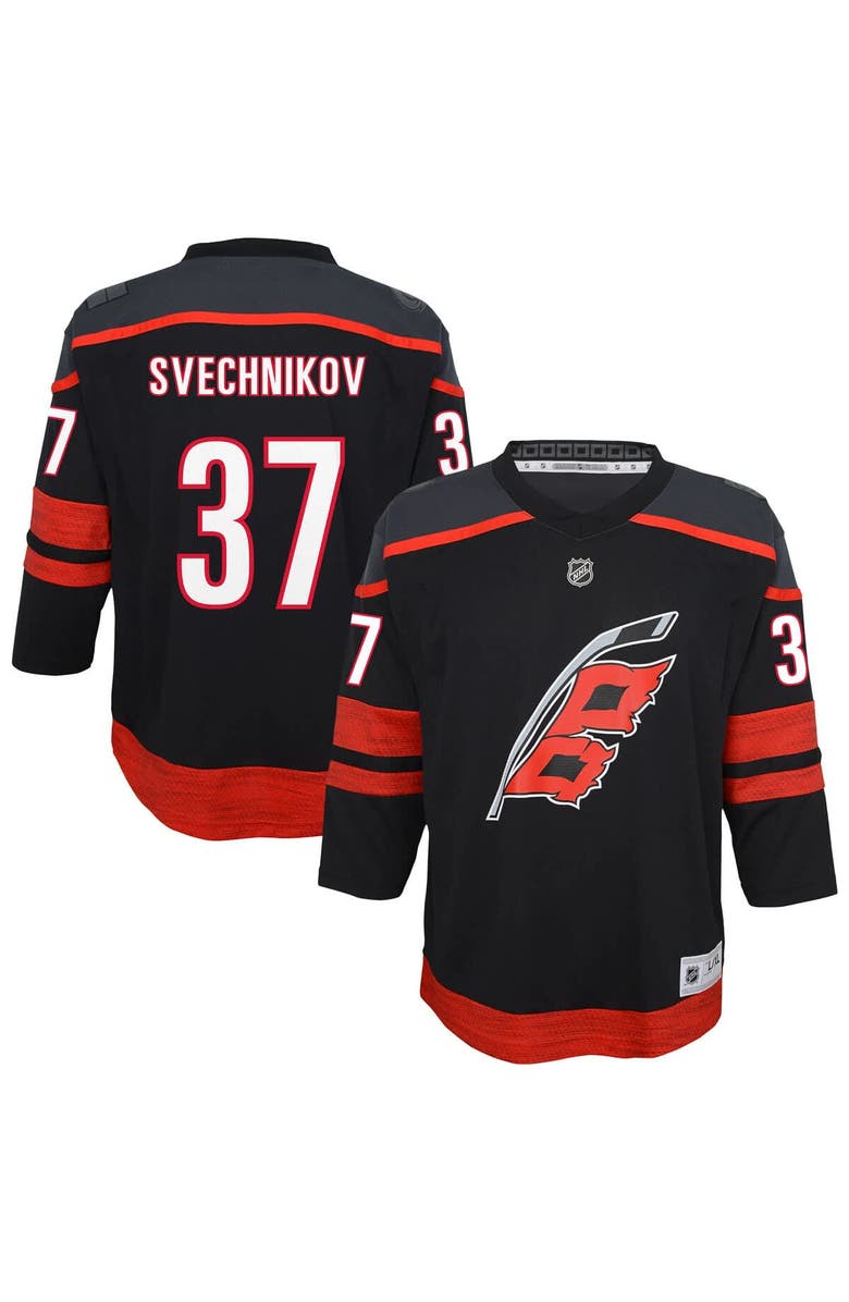 Outerstuff Youth Andrei Svechnikov Black Carolina Hurricanes Alternate Replica Player Jersey, Main, color, Black