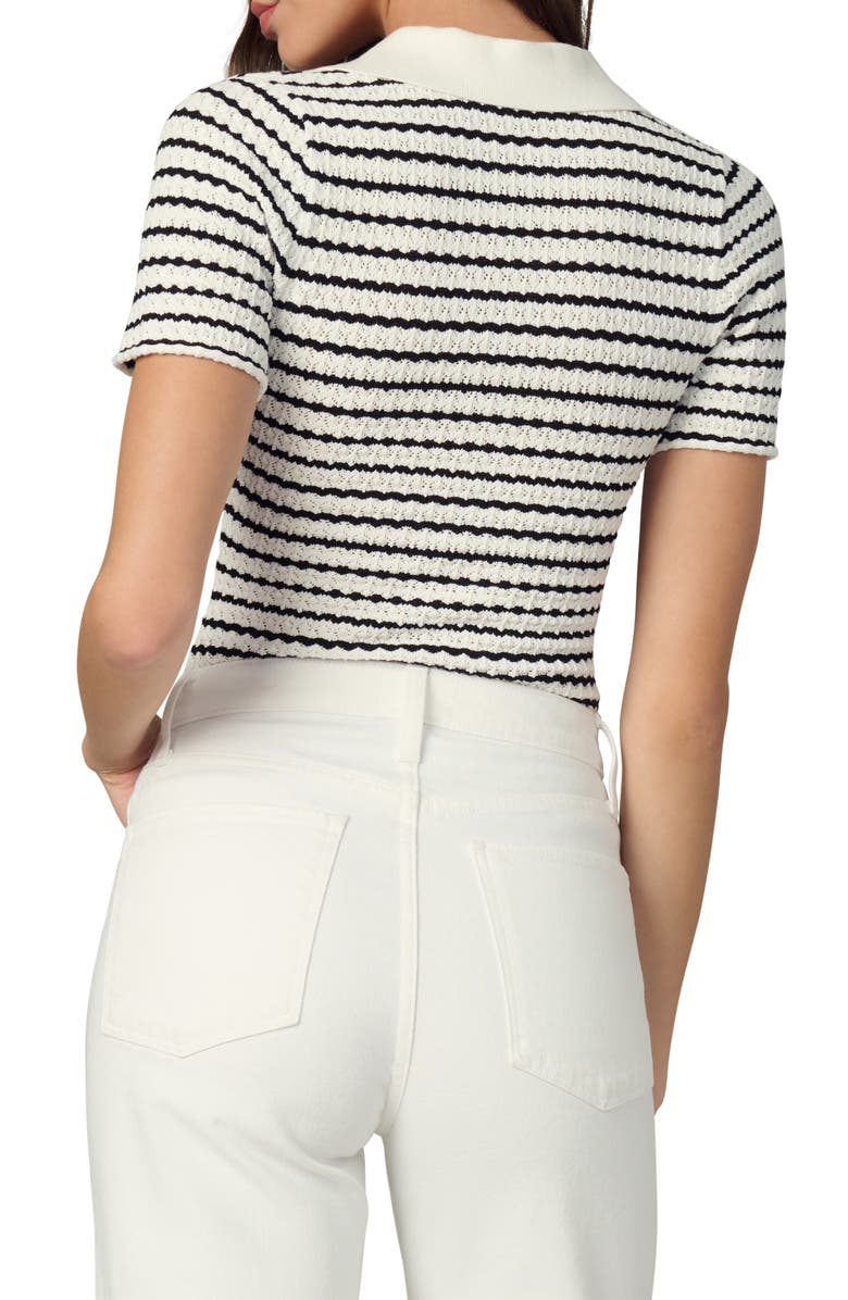 Joe's The Jess Pointelle Polo Shirt, Alternate, color, Milk/Black Stripe