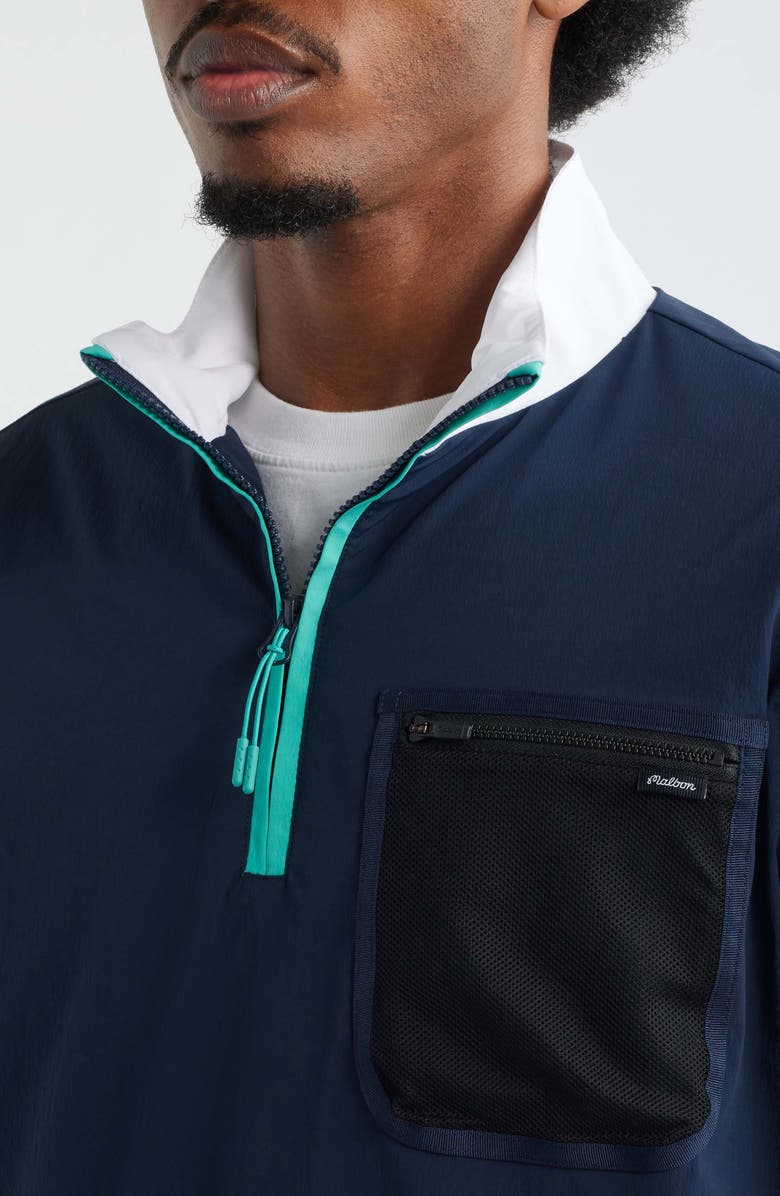 Malbon Golf Cascade Colorblock Quarter Zip Windshirt Pullover, Alternate, color, Midnight