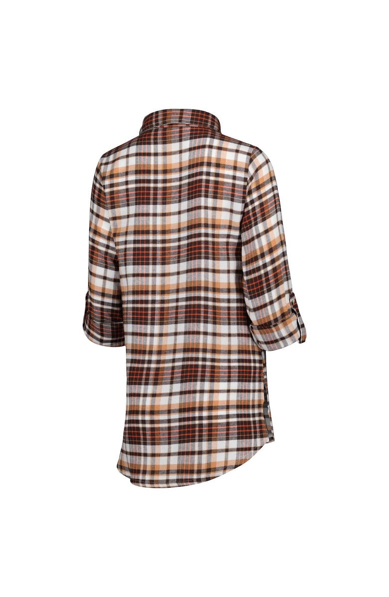 CONCEPTS SPORT Women's Concepts Sport Brown Cleveland Browns Mainstay Plaid Full-Button Long Sleeve Nightshirt, Alternate, color, Brown